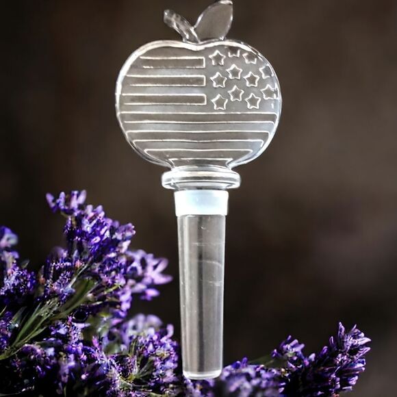 Mikasa Patriotic Crystal Wine Bottle Stopper Apple Stars & Stripes American Flag - Picture 11 of 14